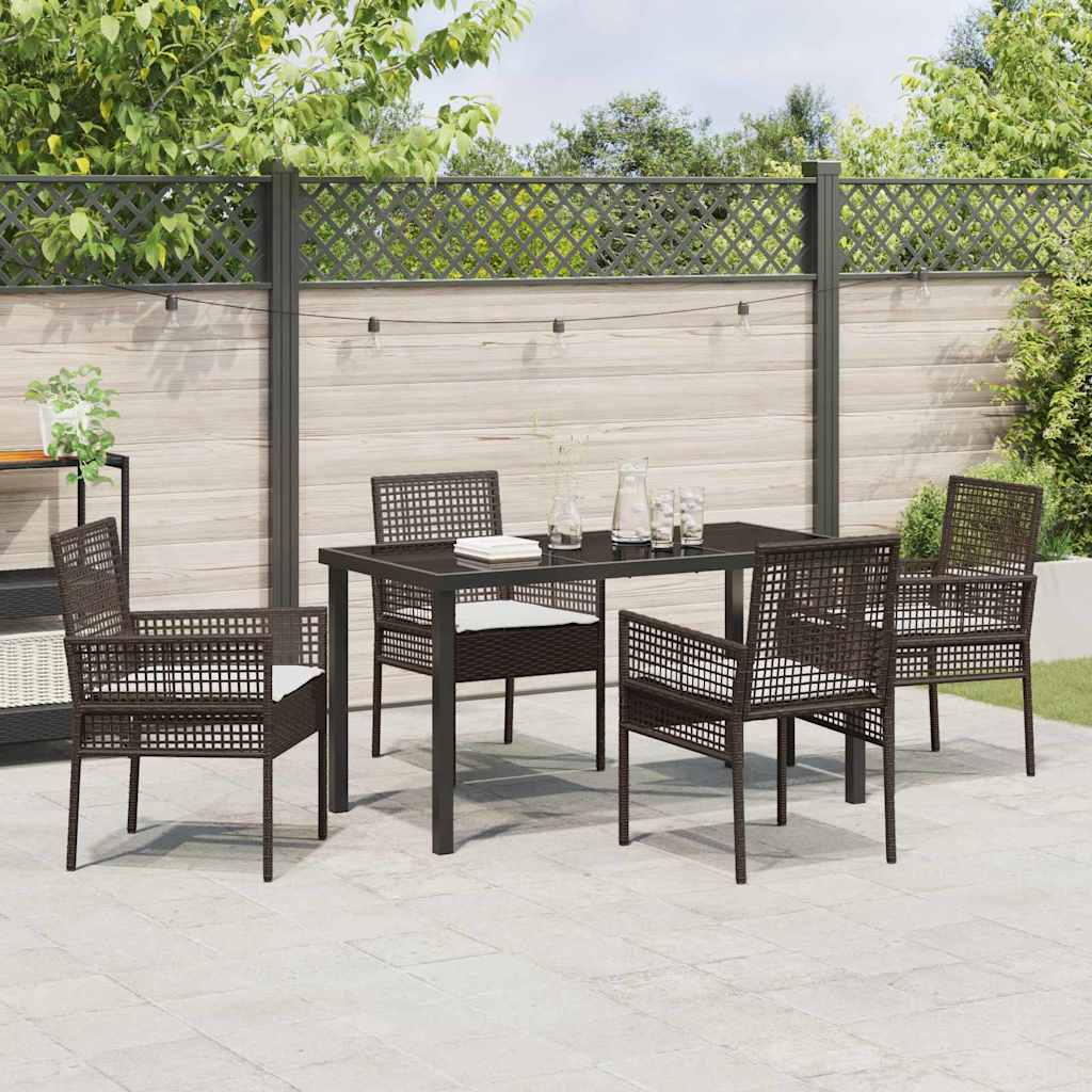 Have Spisebordssæt med pude 5 pcs Brun polyrattan