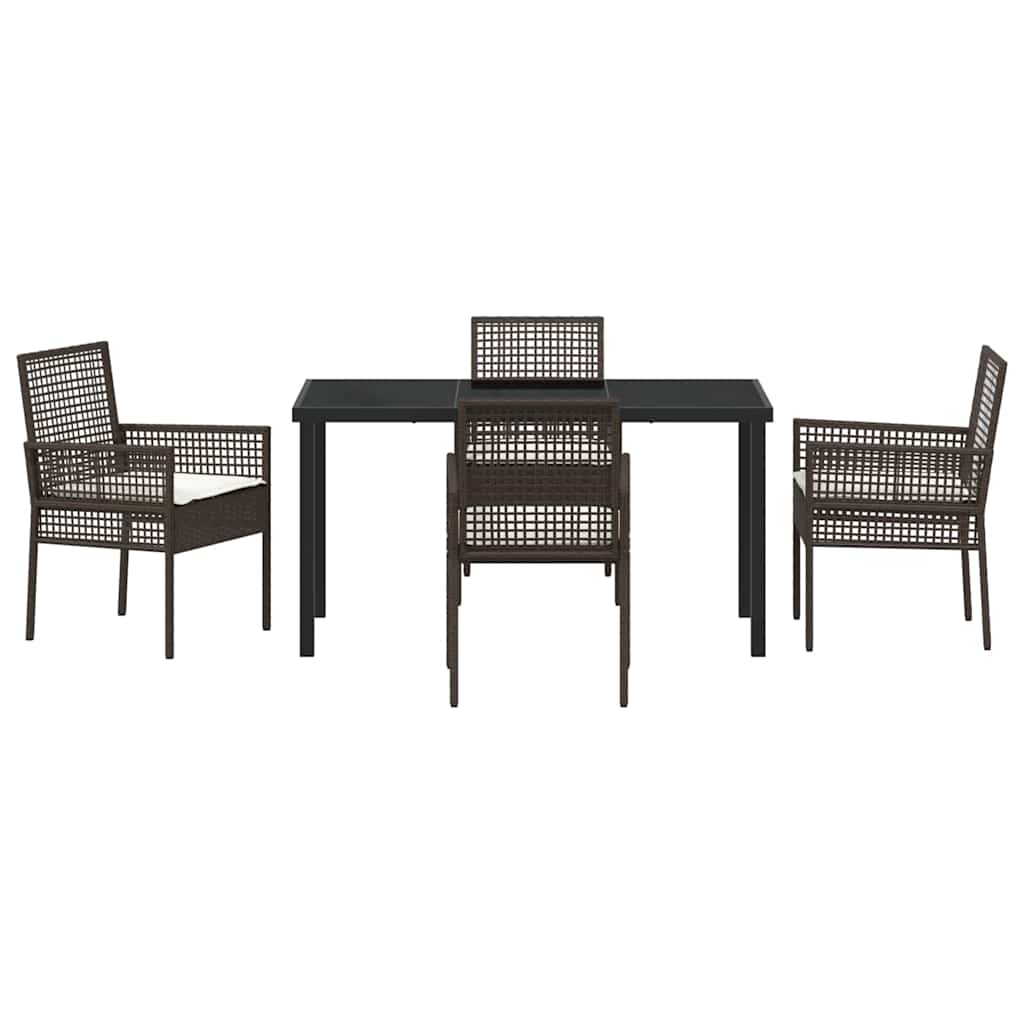 Have Spisebordssæt med pude 5 pcs Brun polyrattan