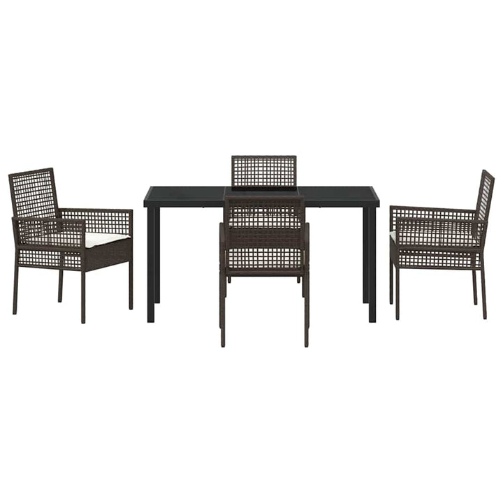 Have Spisebordssæt med pude 5 pcs Brun polyrattan