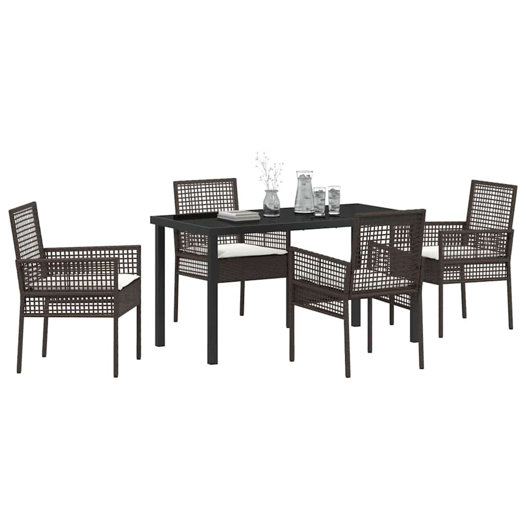 Have Spisebordssæt med pude 5 pcs Brun polyrattan