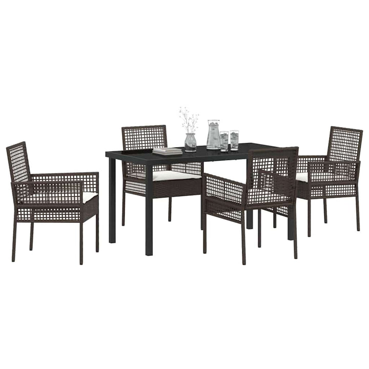 Have Spisebordssæt med pude 5 pcs Brun polyrattan