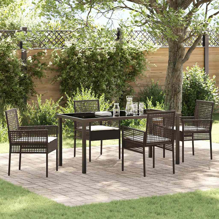 Have Spisebordssæt med pude 5 pcs Brun polyrattan