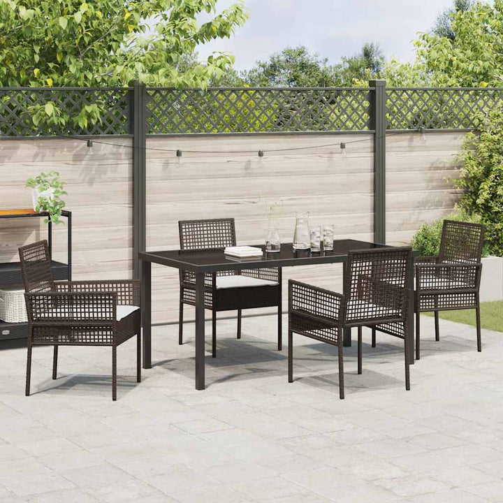 Have Spisebordssæt med pude 5 pcs Brun polyrattan