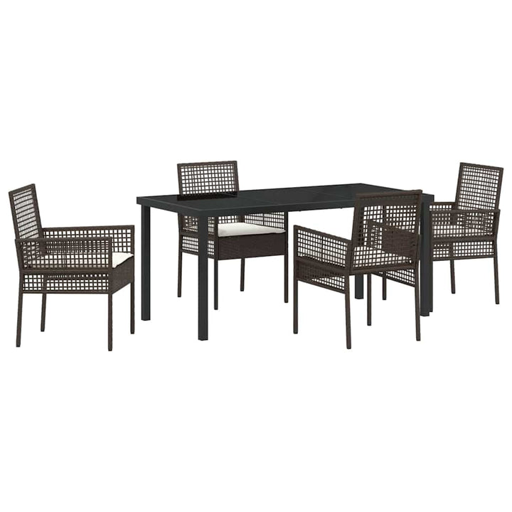 Have Spisebordssæt med pude 5 pcs Brun polyrattan