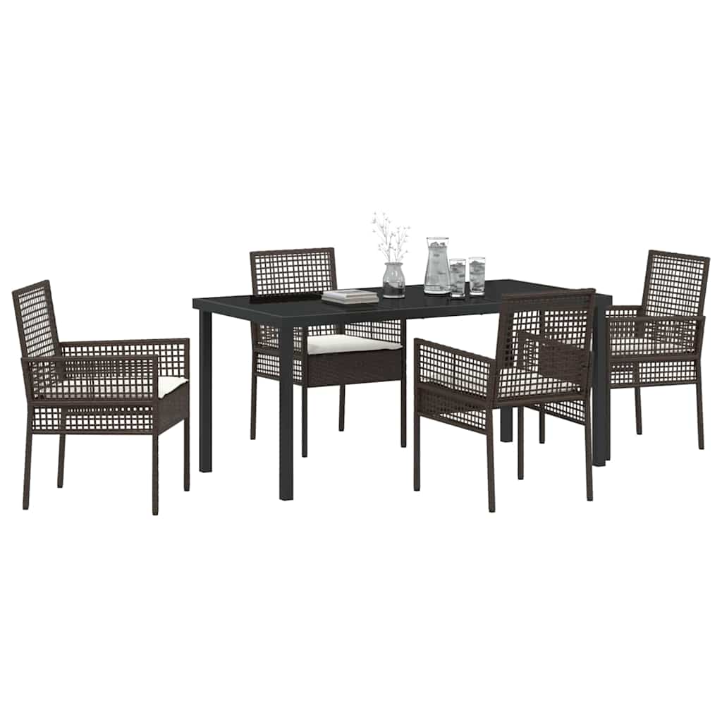 Have Spisebordssæt med pude 5 pcs Brun polyrattan