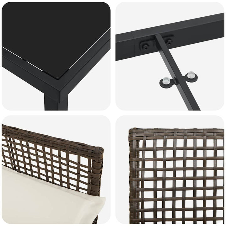 Have Spisebordssæt med pude 7 pcs Brun polyrattan