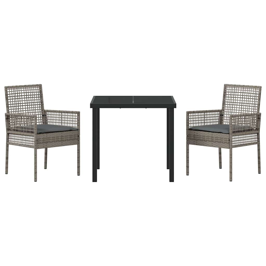 Have Spisebordssæt med pude 3 pcs Grå polyrattan