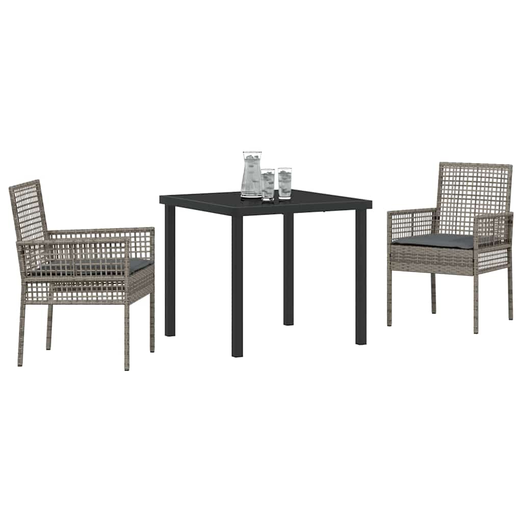 Have Spisebordssæt med pude 3 pcs Grå polyrattan