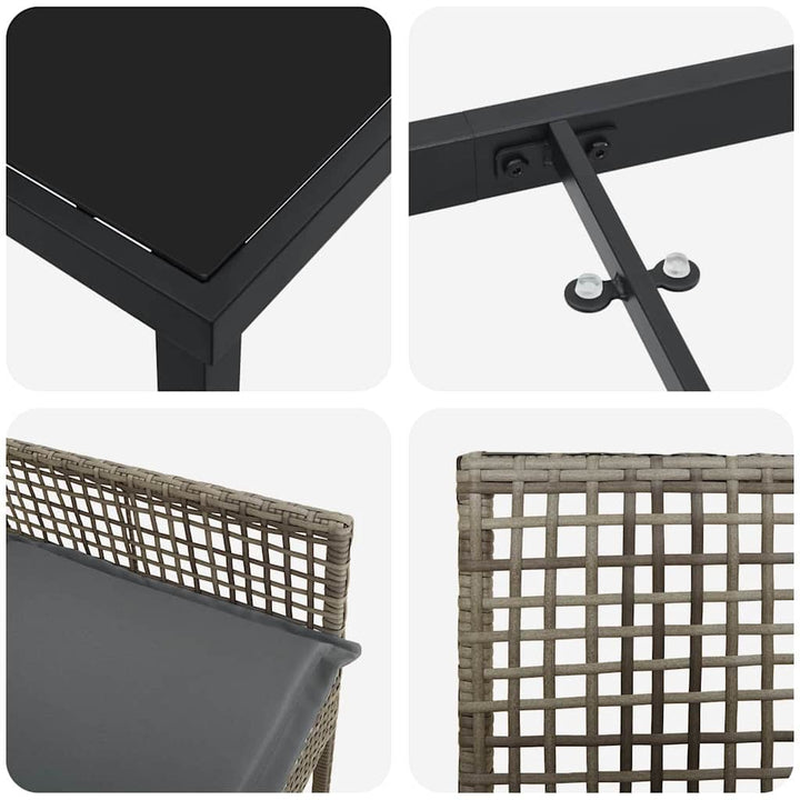 Have Spisebordssæt med pude 5 pcs Grå polyrattan