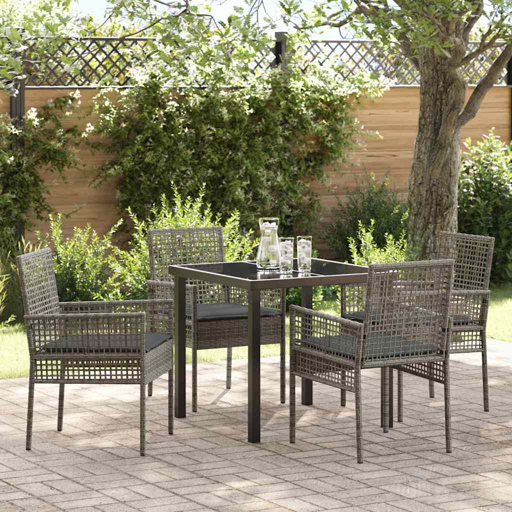 Have Spisebordssæt med pude 5 pcs Grå polyrattan