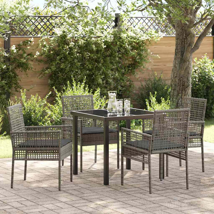 Have Spisebordssæt med pude 5 pcs Grå polyrattan