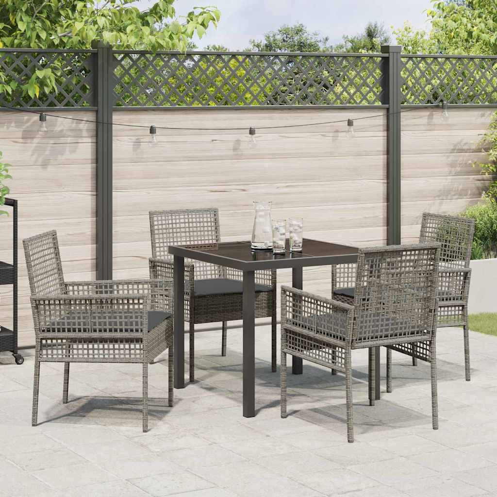 Have Spisebordssæt med pude 5 pcs Grå polyrattan