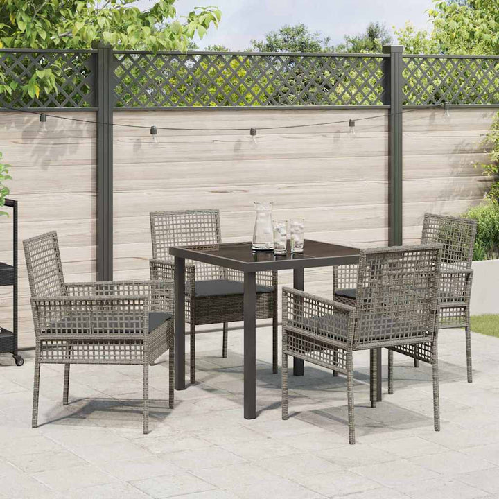 Have Spisebordssæt med pude 5 pcs Grå polyrattan