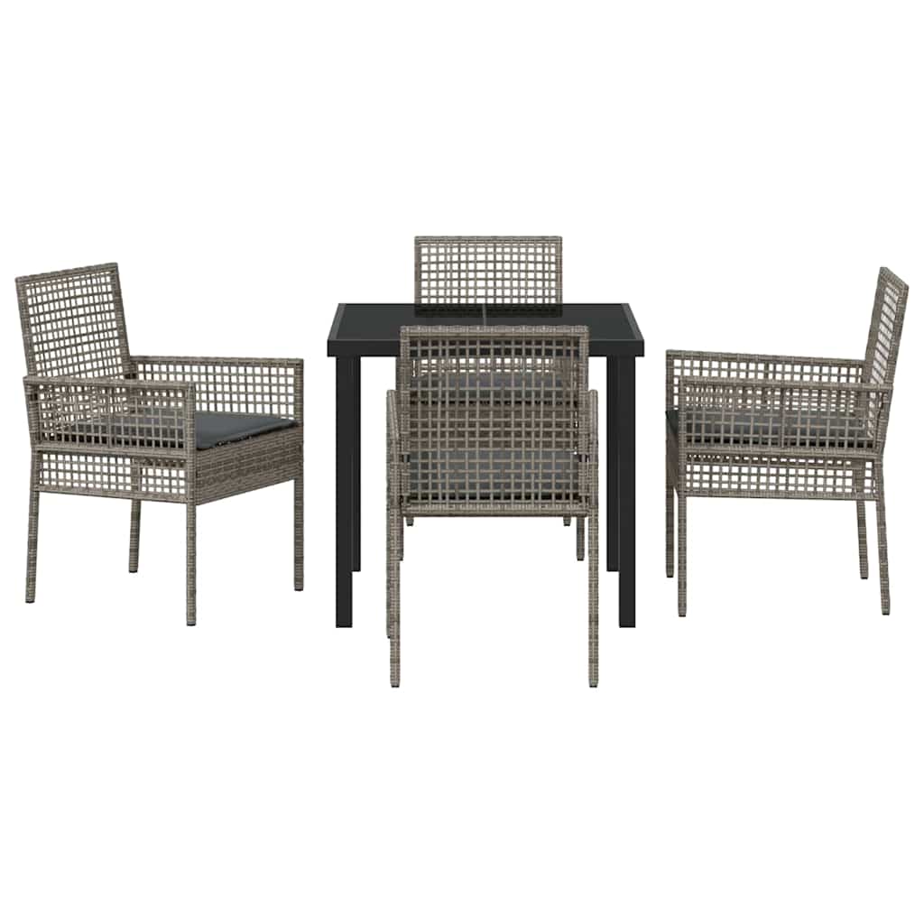Have Spisebordssæt med pude 5 pcs Grå polyrattan