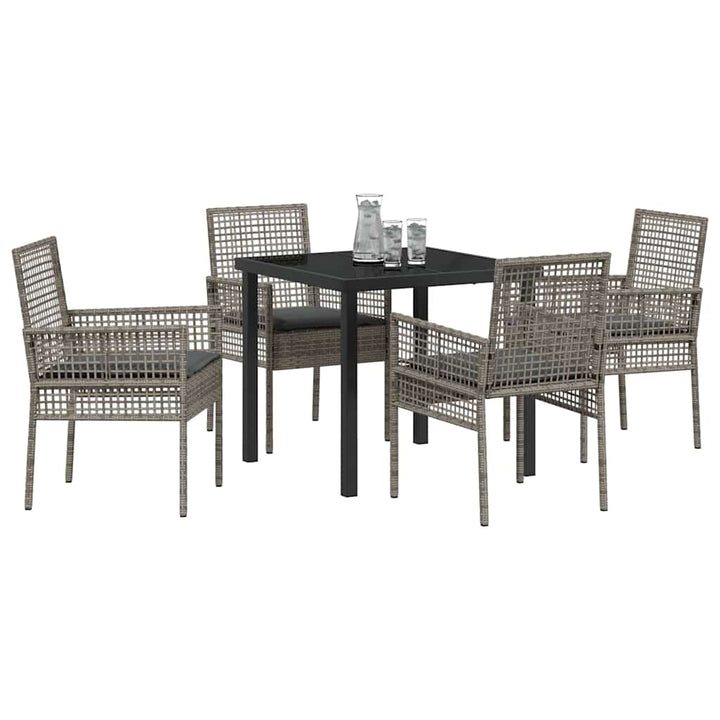 Have Spisebordssæt med pude 5 pcs Grå polyrattan