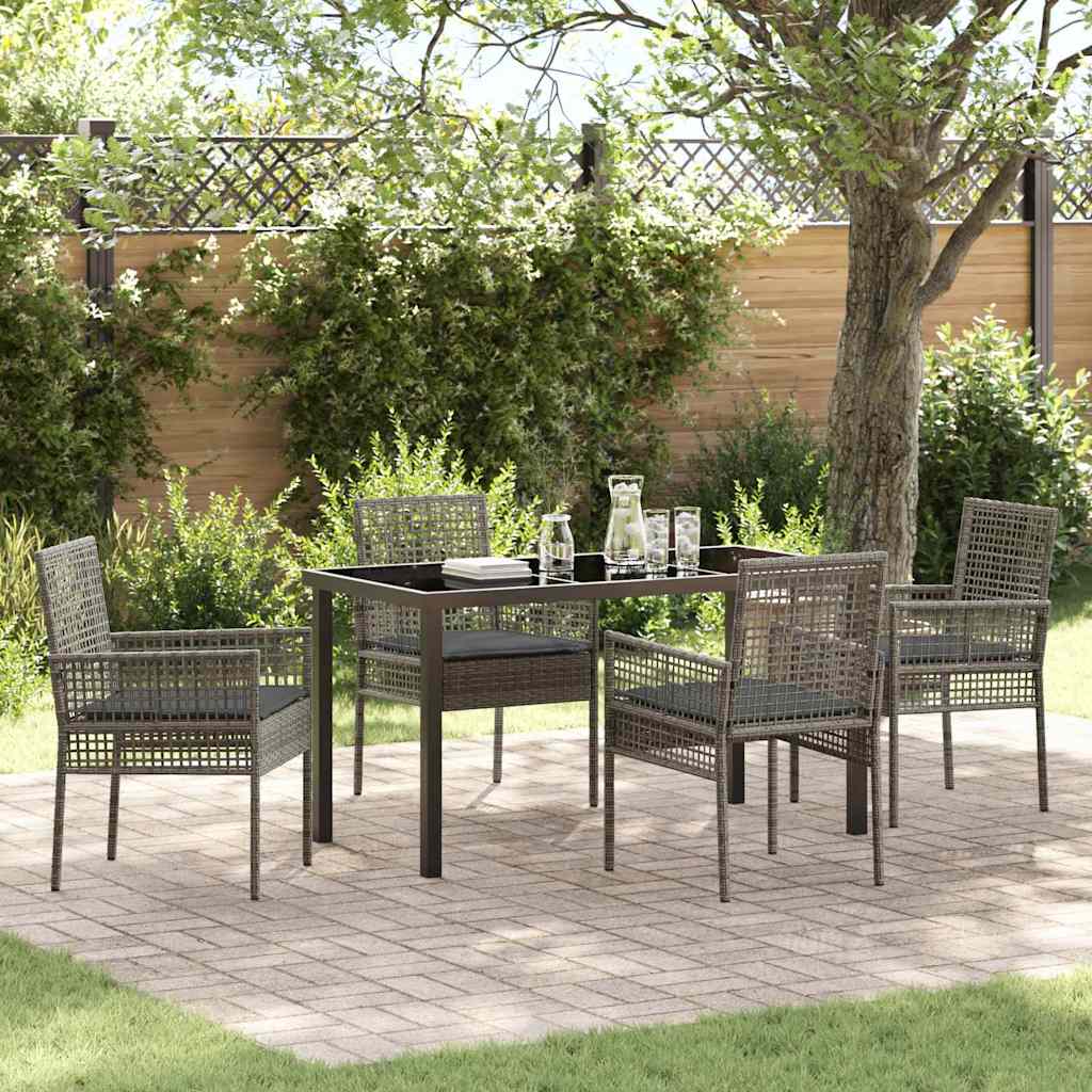 Have Spisebordssæt med pude 5 pcs Grå polyrattan