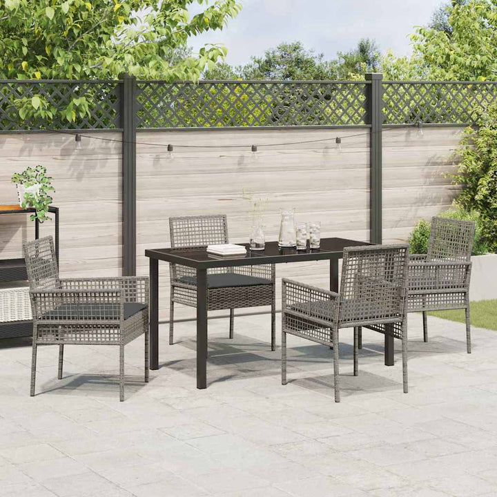 Have Spisebordssæt med pude 5 pcs Grå polyrattan
