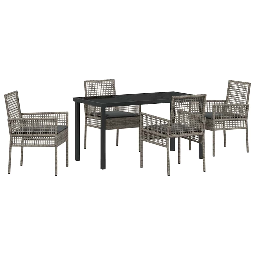Have Spisebordssæt med pude 5 pcs Grå polyrattan