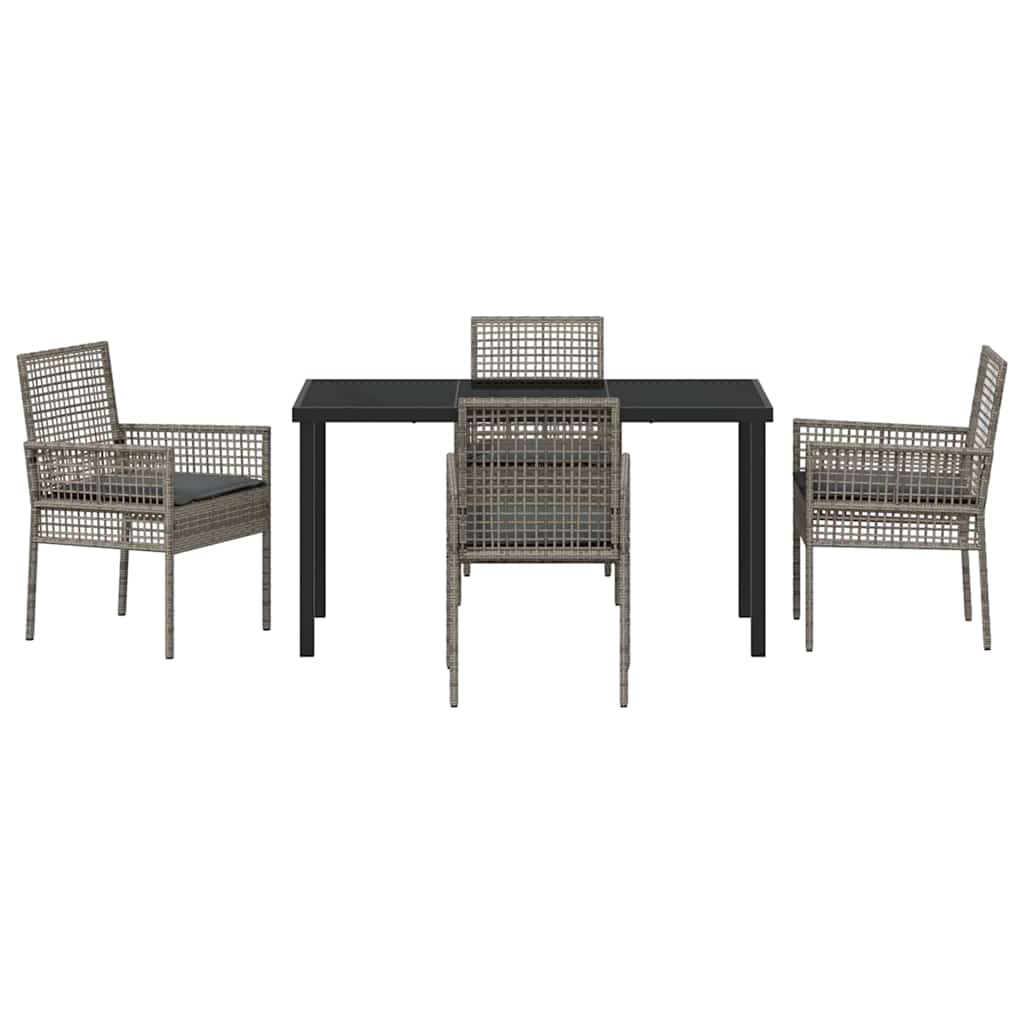 Have Spisebordssæt med pude 5 pcs Grå polyrattan