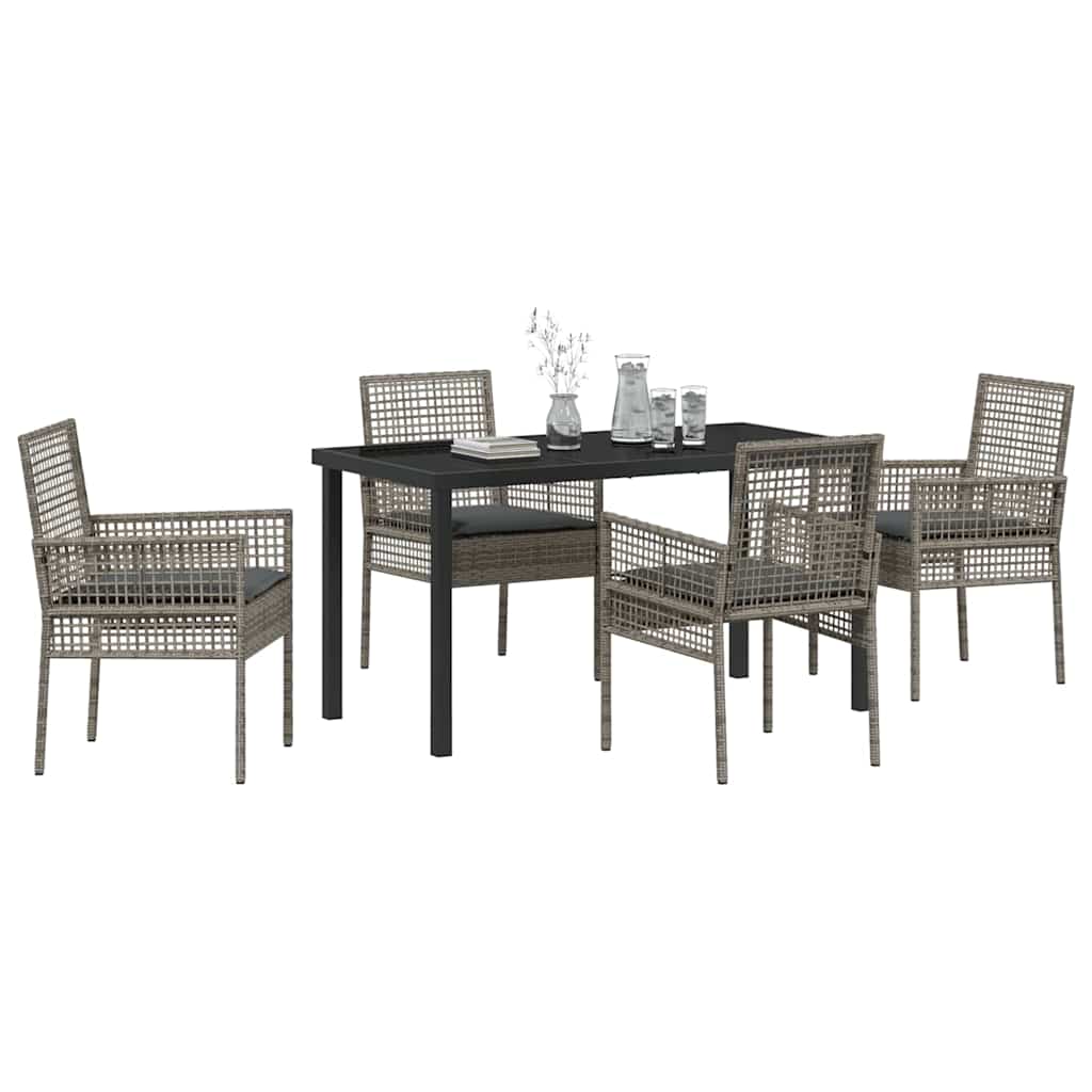 Have Spisebordssæt med pude 5 pcs Grå polyrattan