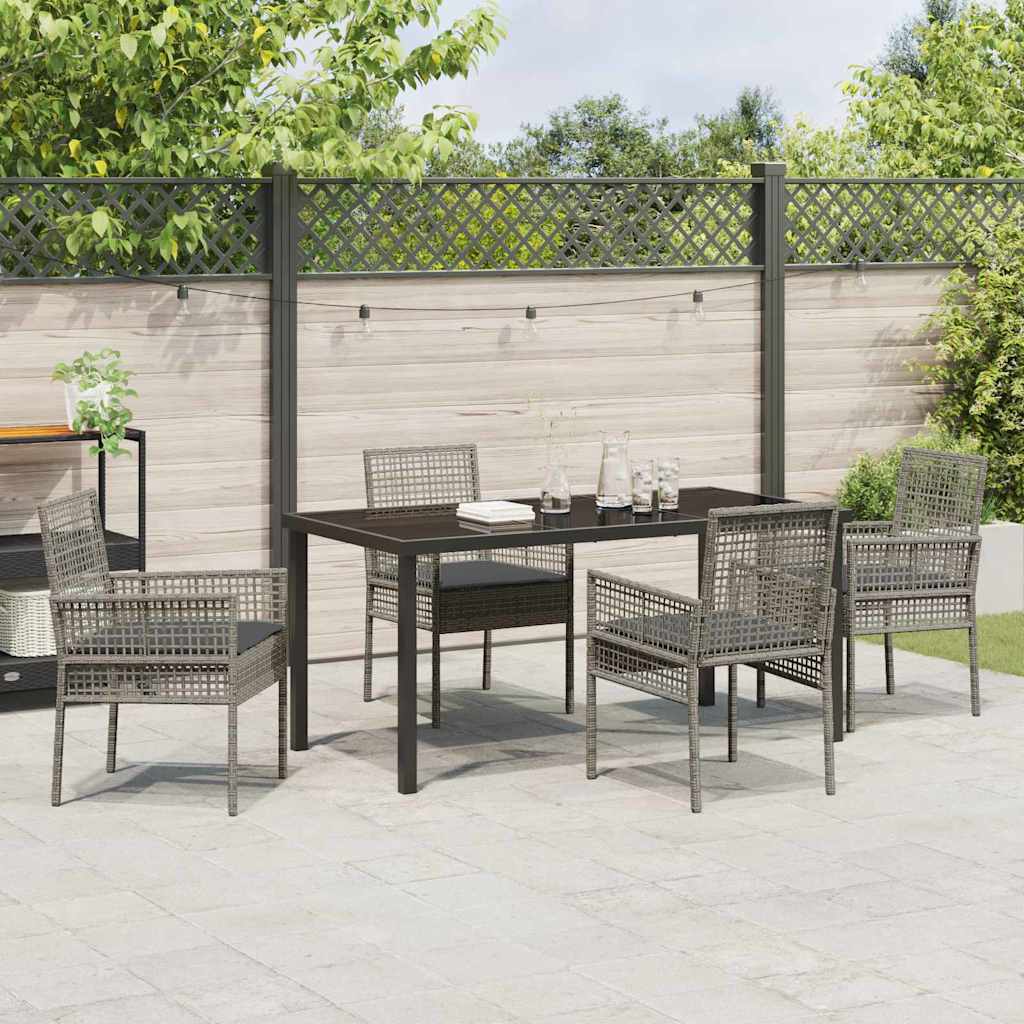 Have Spisebordssæt med pude 5 pcs Grå polyrattan