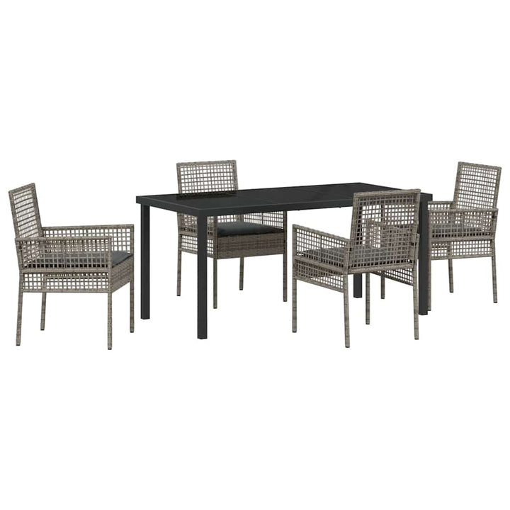 Have Spisebordssæt med pude 5 pcs Grå polyrattan