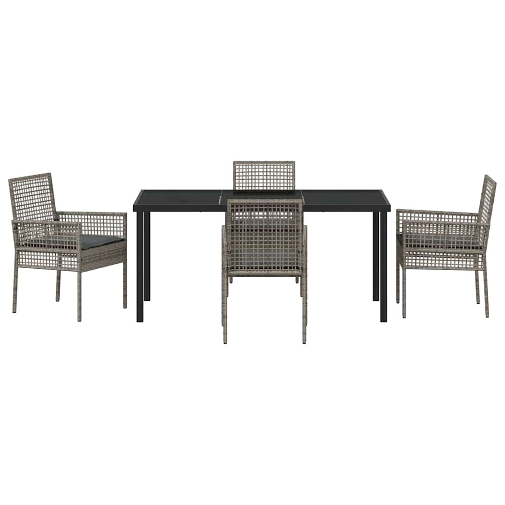 Have Spisebordssæt med pude 5 pcs Grå polyrattan