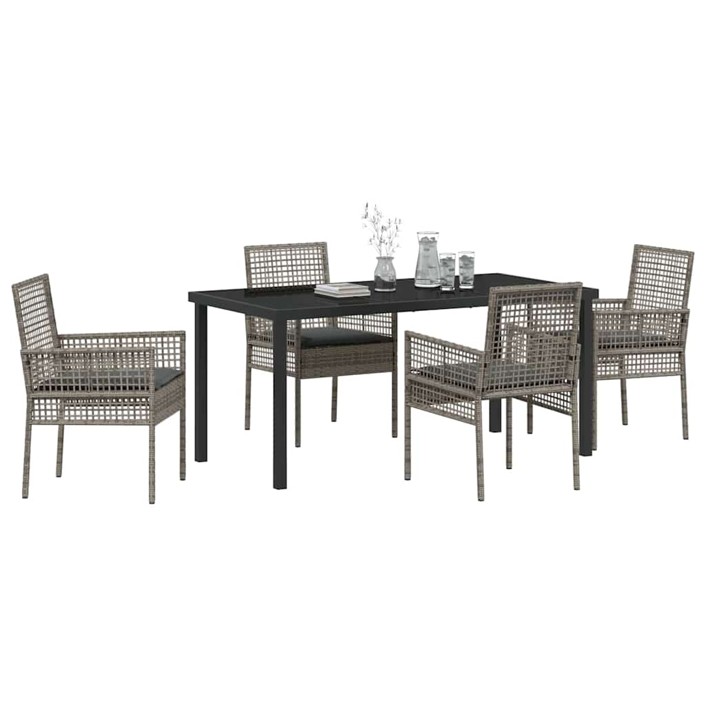 Have Spisebordssæt med pude 5 pcs Grå polyrattan