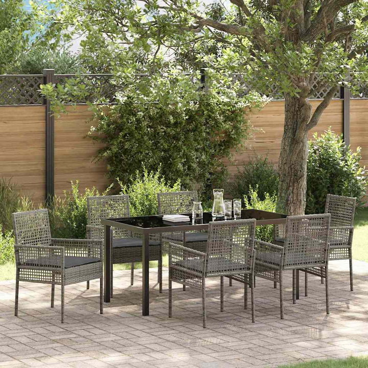 Have Spisebordssæt med pude 7 pcs Grå polyrattan