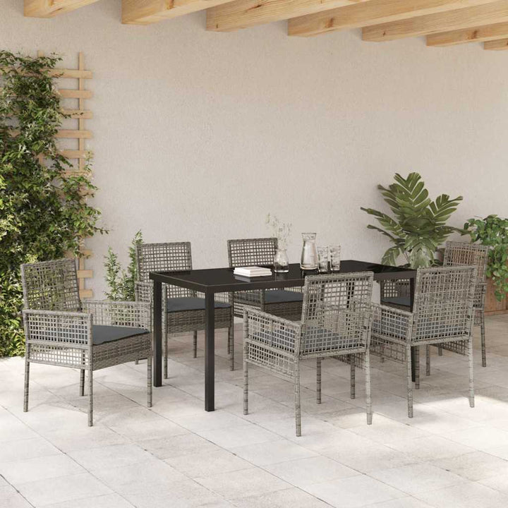 Have Spisebordssæt med pude 7 pcs Grå polyrattan