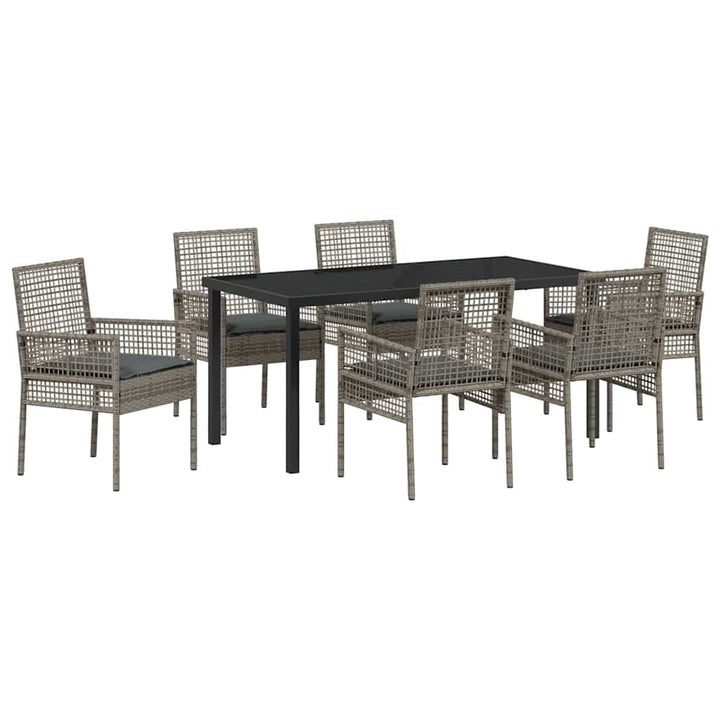 Have Spisebordssæt med pude 7 pcs Grå polyrattan