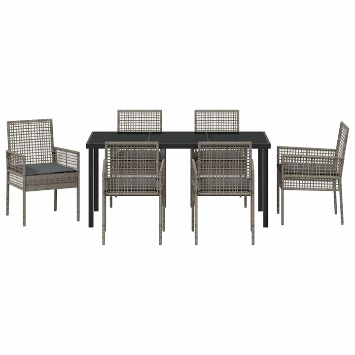 Have Spisebordssæt med pude 7 pcs Grå polyrattan