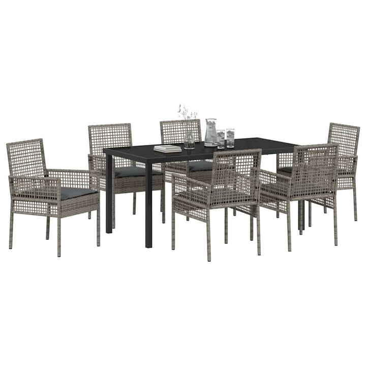 Have Spisebordssæt med pude 7 pcs Grå polyrattan