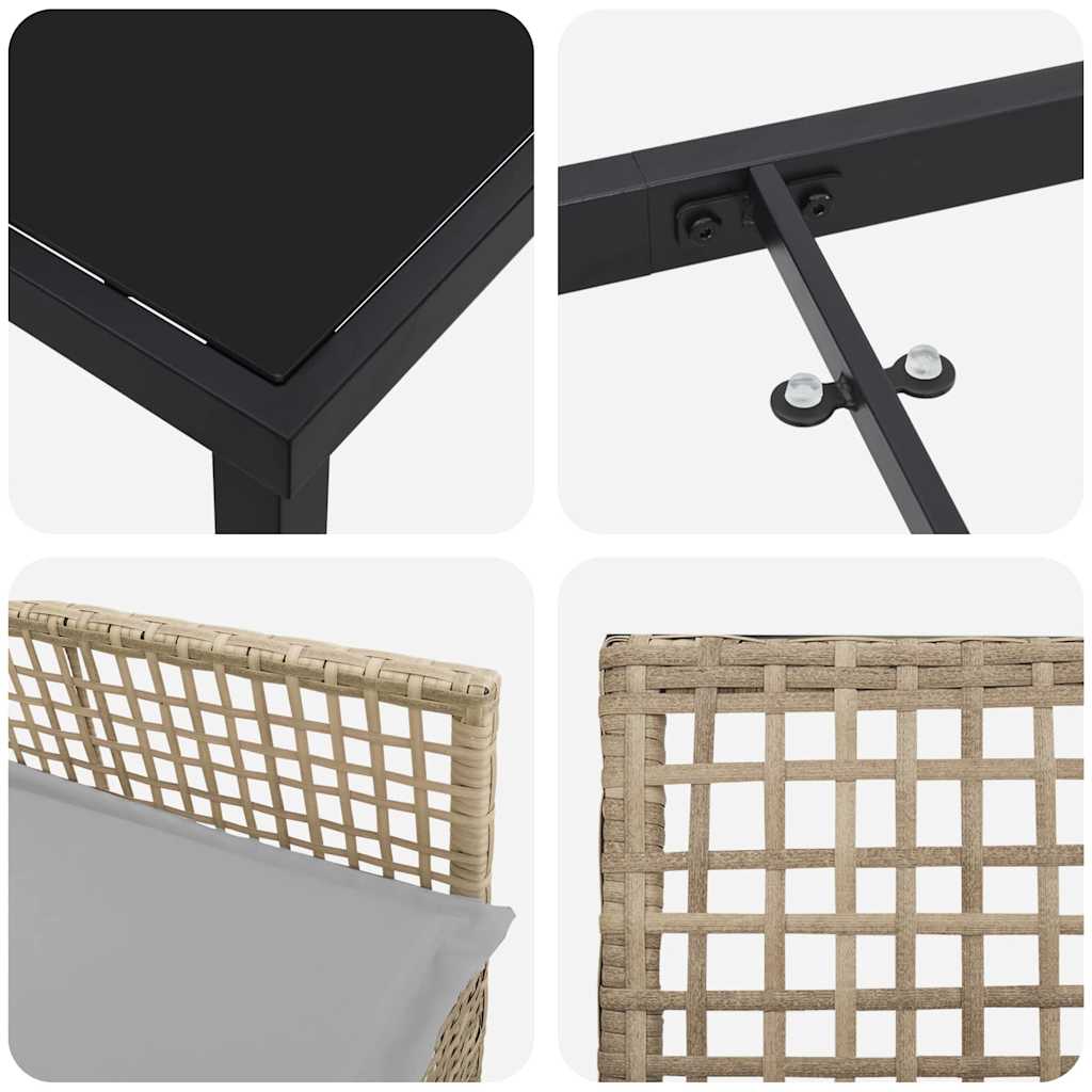 Have Spisebordssæt med pude 5 pcs Beige polyrattan