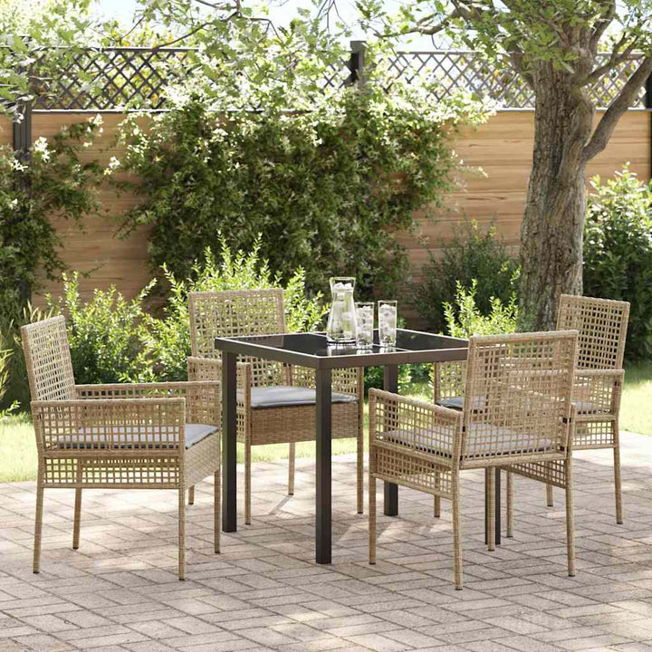 Have Spisebordssæt med pude 5 pcs Beige polyrattan