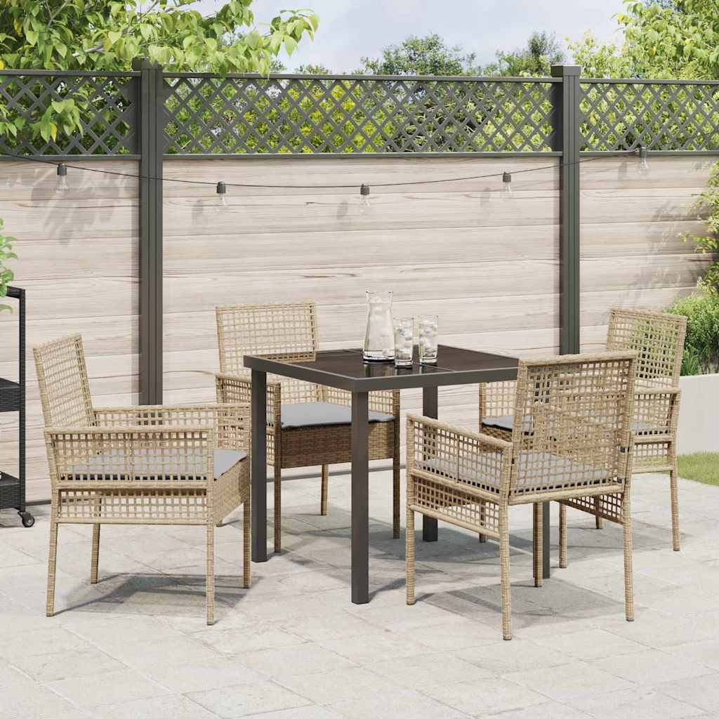 Have Spisebordssæt med pude 5 pcs Beige polyrattan