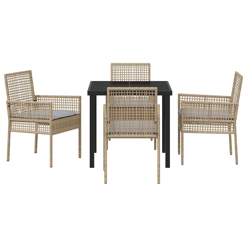 Have Spisebordssæt med pude 5 pcs Beige polyrattan
