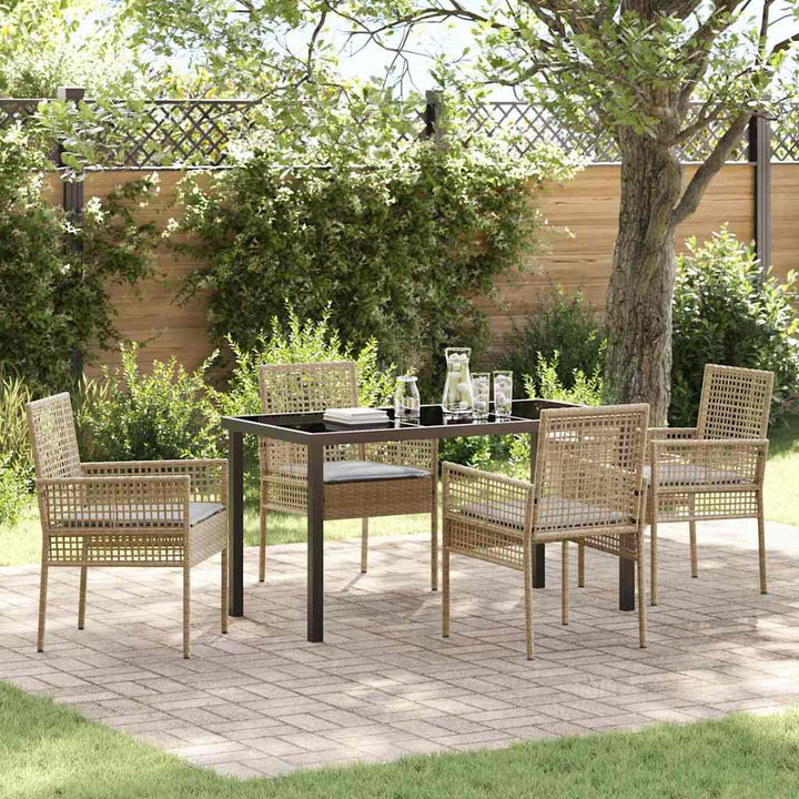 Have Spisebordssæt med pude 5 pcs Beige polyrattan