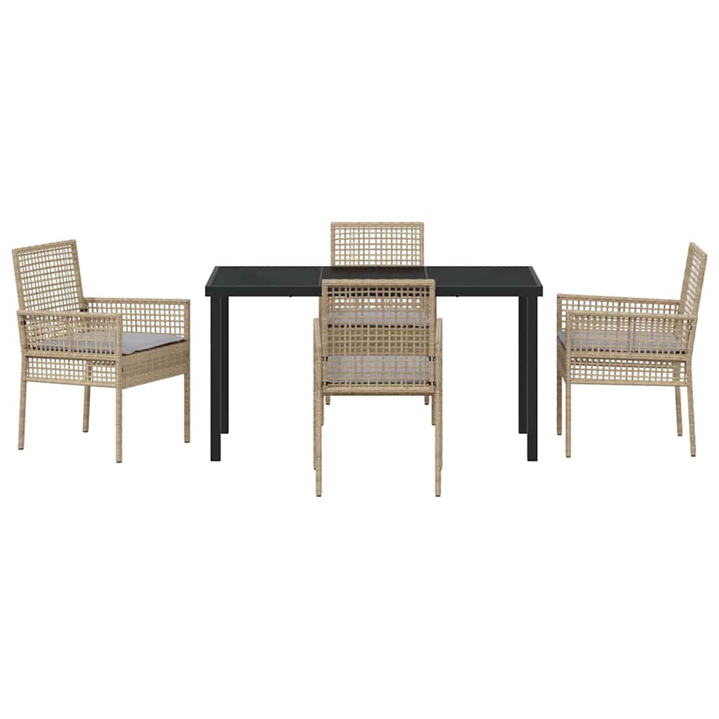 Have Spisebordssæt med pude 5 pcs Beige polyrattan