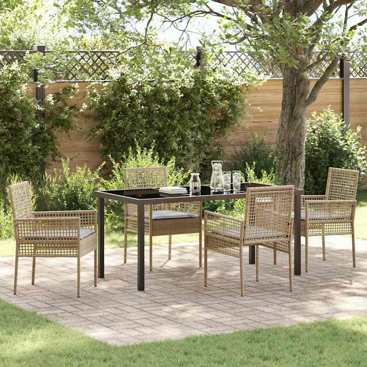 Have Spisebordssæt med pude 5 pcs Beige polyrattan