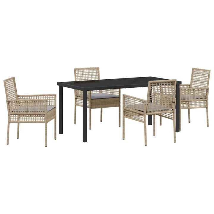 Have Spisebordssæt med pude 5 pcs Beige polyrattan