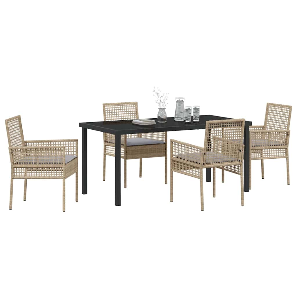 Have Spisebordssæt med pude 5 pcs Beige polyrattan