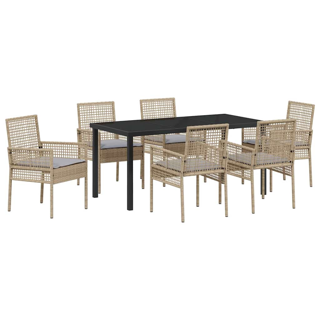 Have Spisebordssæt med pude 7 pcs Beige polyrattan