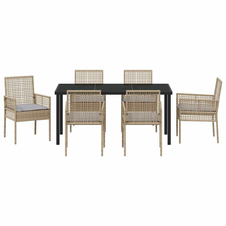 Have Spisebordssæt med pude 7 pcs Beige polyrattan