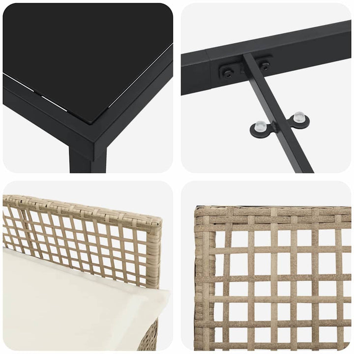 Have Spisebordssæt med pude 3 pcs Beige polyrattan
