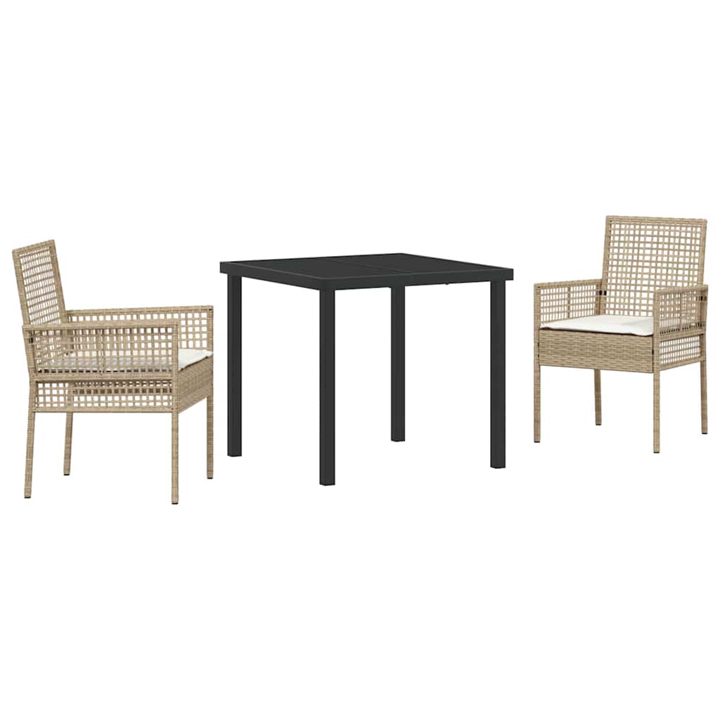 Have Spisebordssæt med pude 3 pcs Beige polyrattan