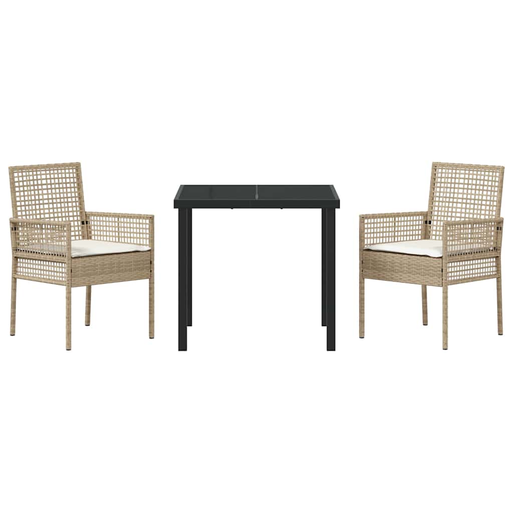 Have Spisebordssæt med pude 3 pcs Beige polyrattan