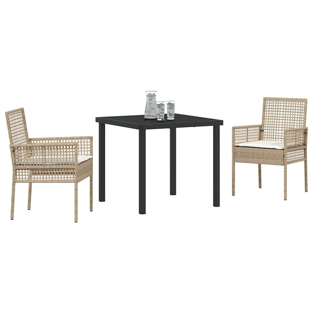 Have Spisebordssæt med pude 3 pcs Beige polyrattan