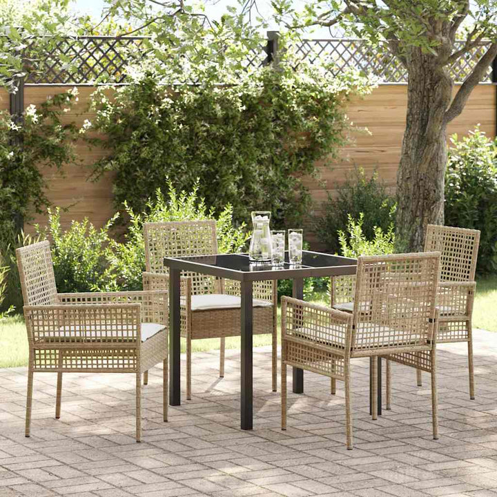 Have Spisebordssæt med pude 5 pcs Beige polyrattan