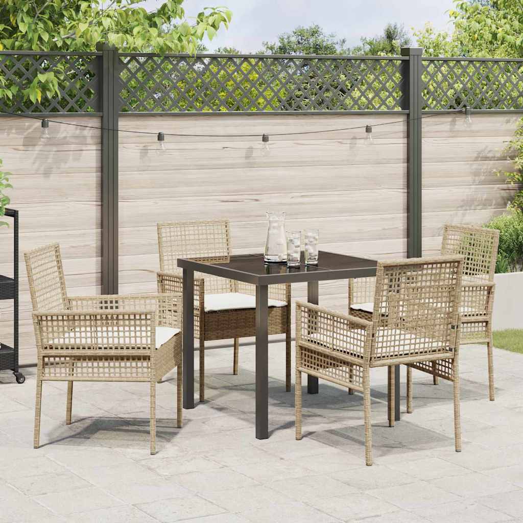 Have Spisebordssæt med pude 5 pcs Beige polyrattan